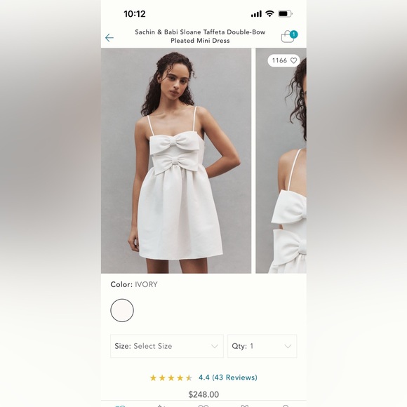 Sachin & Babi Sloane Taffeta Double-Bow Pleated Mini Dress size 8 - Picture 4 of 5